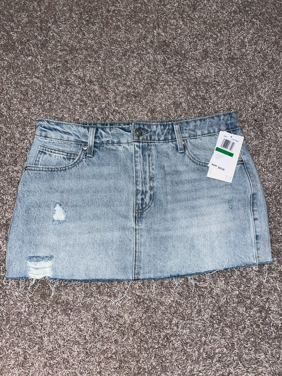 7.7 Dresses & Skirts - Light Blue Distressed Denim Mini Skirt